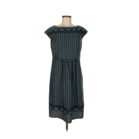 Adrianna Papell Dresses & Skirts - Adrianna Papell Womens Geometric Print Cap Sleeve Dress Teal & Gray Size 8